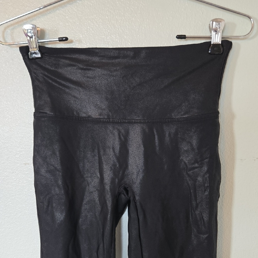 Spanx | Black Faux Leather Ankle Leggings Size Medium